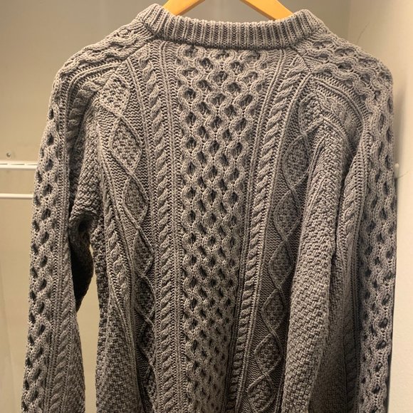 L.L. Bean Signature Fisherman Sweater M Grey - Picture 2 of 7